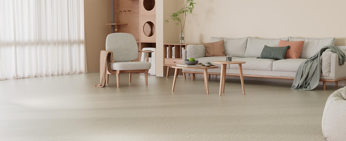 Peel and Stick Tile, 20 Pcs 12" x 12" Waterproof Wood Grain Luxury Vinyl Plank Flooring, Easy DIY Self Vinyl for,, Living Room, Light Brown