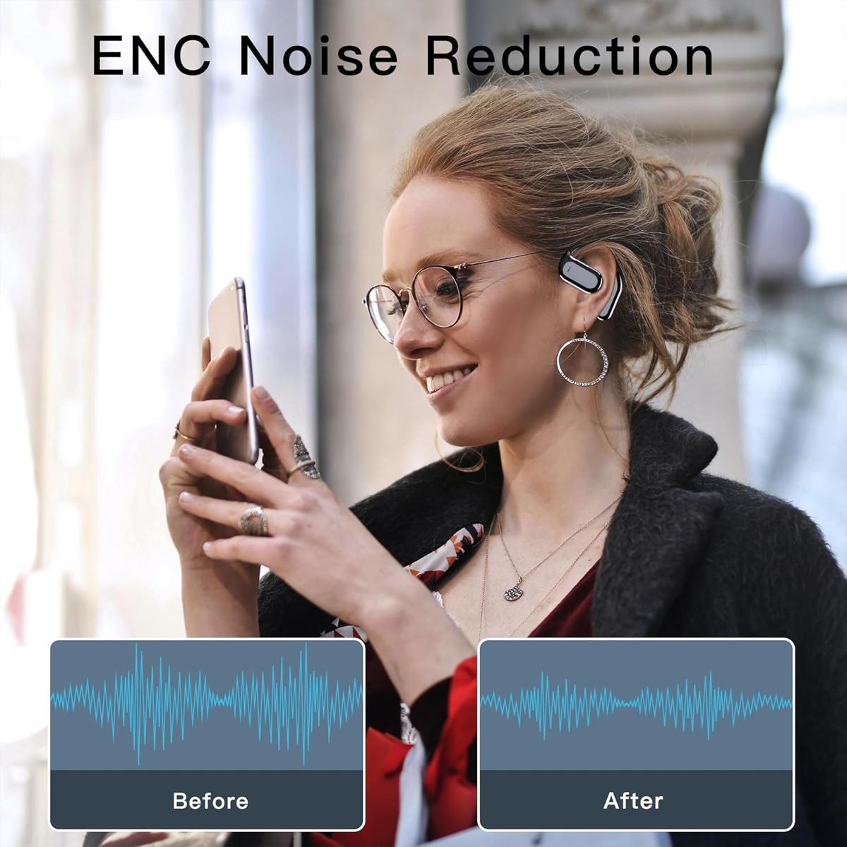 Smart Open Ear Bluetooth Wireless Earbuds,LED Display Charging Case,Call Noise Canceling Mic For Travel Business,Running Fitness and Learning Ergonomic Design Headphones Audio