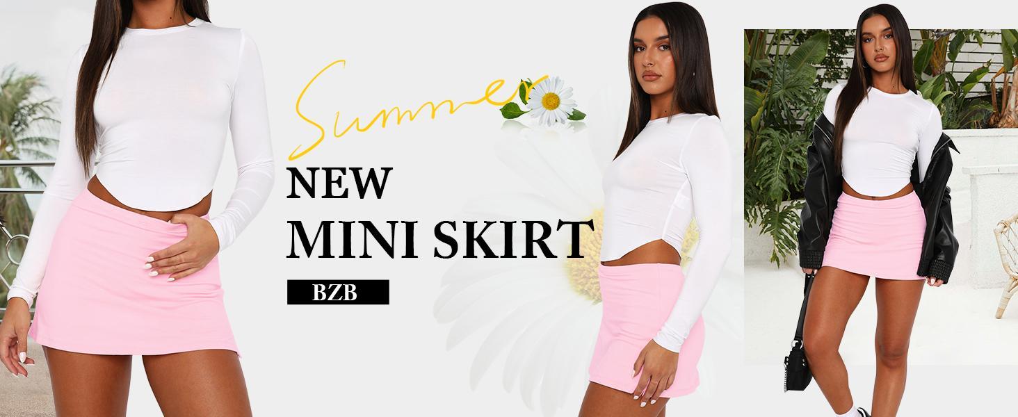 Imily Bela Women's Mini Skirt Sexy High Waist Split Hem Stretch Fitted Pencil Bodycon Skirts