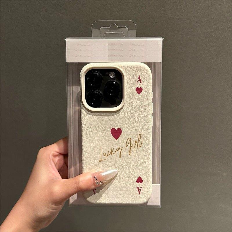 Creative red heart letter A pattern lychee texture mobile phone case, suitable for iPhone17/16/15/14/13/12/11/X/XS/XSMAX, with fresh style, it is a great Christmas gift for friends, family and yourself.