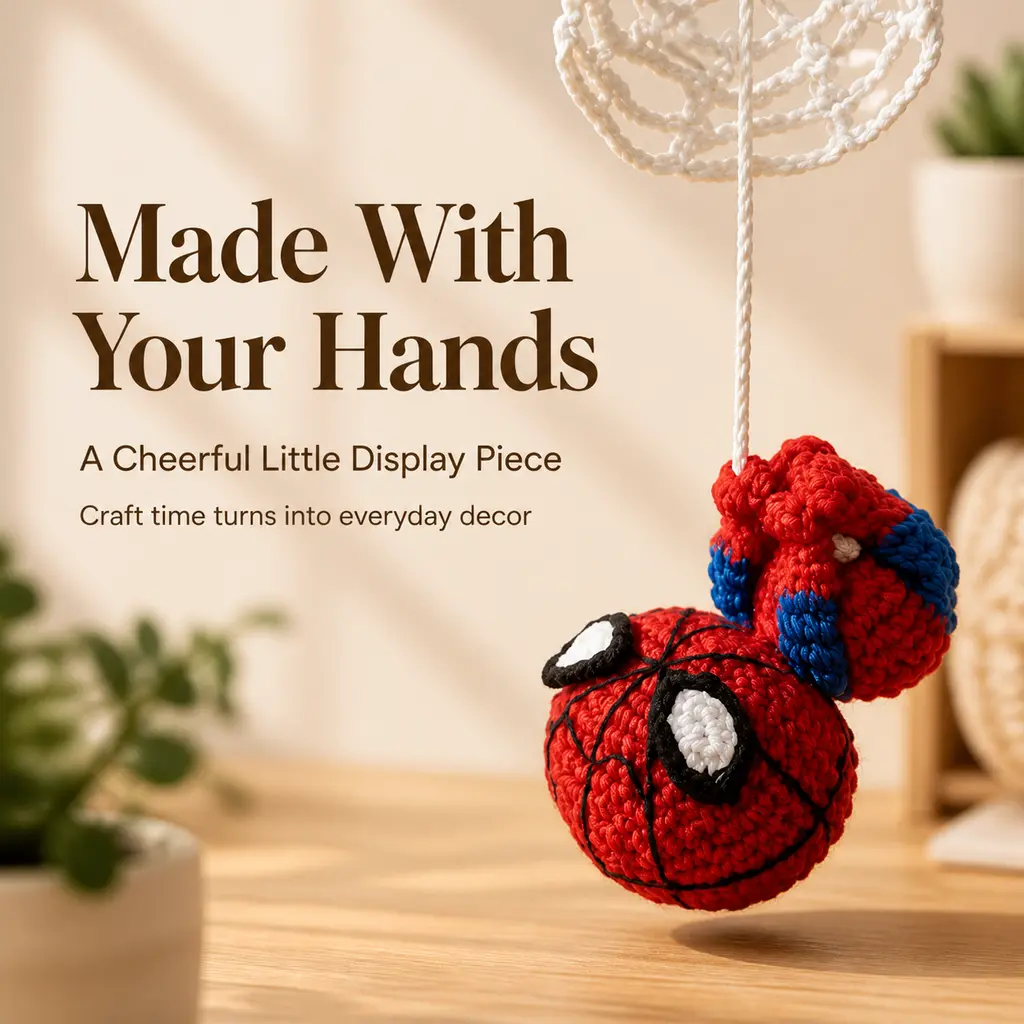 Crochet Dolls DIY Kit For Hanging Web Hero, Handmade Knitting Amigurumi Gift Set With Tools And Tutorial, Cute Red Spider DOLLS Ornament For Backpack, Car Mirror And Desk, Stress Relief Hobby