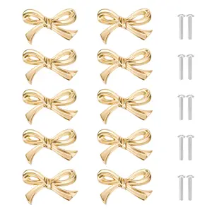 Elegant Gold Bowknot Cabinet Knobs Set – Decorative Zinc Alloy Pulls – Cute Handles for Dresser, Closet, Kitchen, Bathroom Cupboards – 8 Pack with Mounting Screws