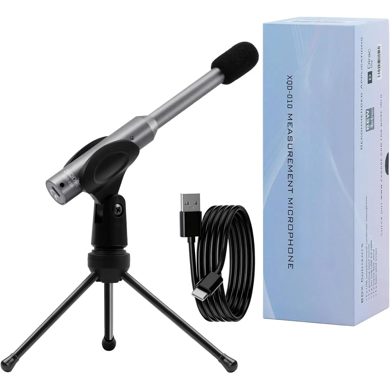 Professional Calibrated Metal Measurement Microphone with Individual Calibration File, Durable USB-C Plug-and-Play Mic Compatible with MiniDSP, REW, for Speaker Design, Audio Tuning (with Manufacturer Warranty), Manufacturer Warrenty