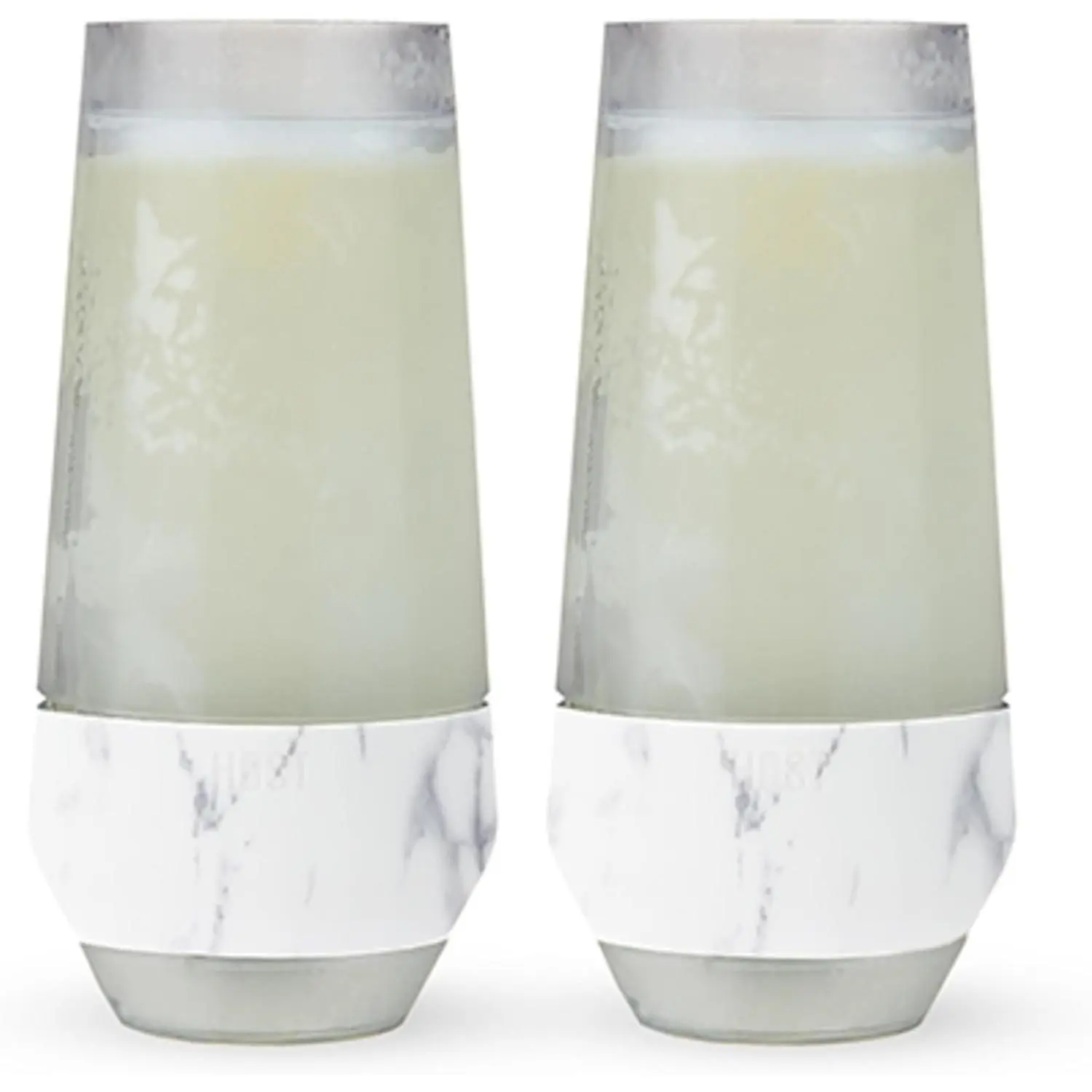 Host Freeze Insulated Stemless Champagne Glasses - 9 oz Cups, Freezing Cup Set of 2, Marble Design, Home Bar Gifts for Women, Ideal for Mimosas Prosecco Bubbly