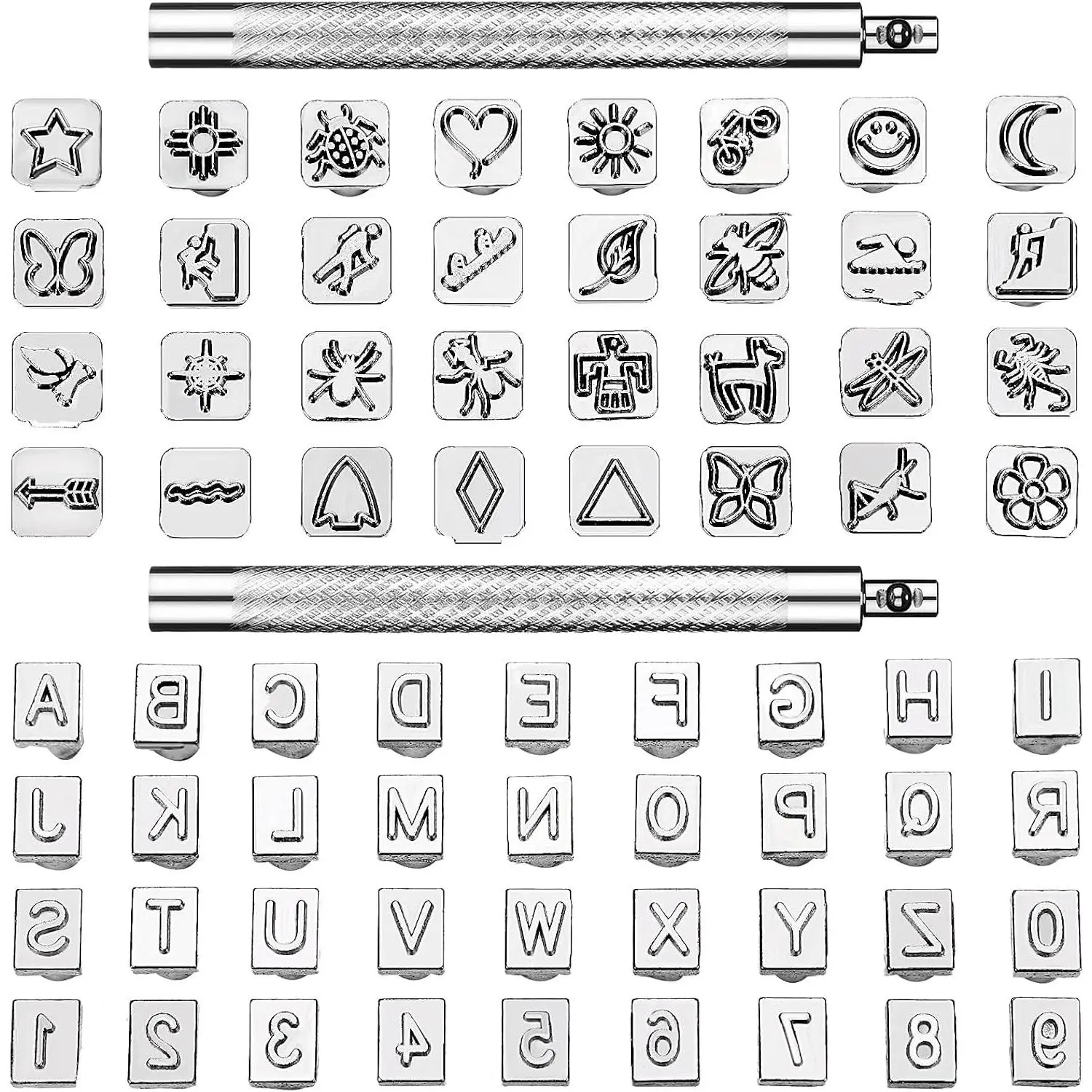 70 Pieces Leather Stamping Kit - Includes 2 Punch Tools, 68 Metal Letters Numbers & Capital Letter Pattern Craft Stamps, Professional Punch Set for Leather Craft