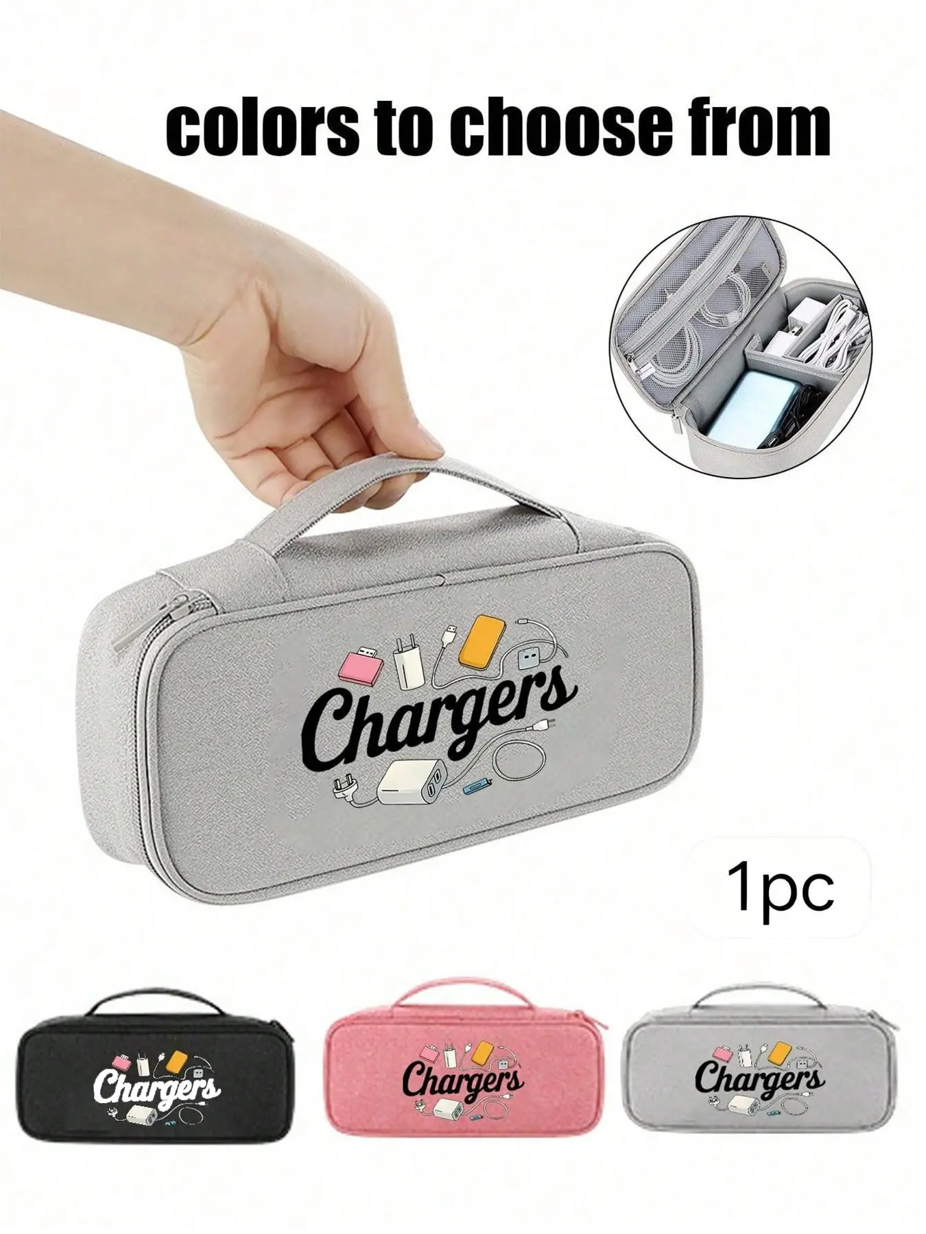 Electronic Accessories Travel Organizer Bag, Multi-Layer Digital Storage, Zipper Closure, Portable, Tech Accessories Pouch, for Chargers, HDD, Power Bank, Camera, Unisex