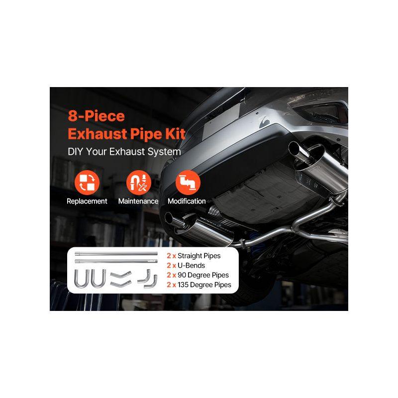 VEVOR Exhaust Pipe, 8 Pcs 2.25 Inch Mild Steel DIY Custom Exhaust Tubing Straight U-Bend Kit with 90 135 Degree Pipes, Galvanized Surface Finish, Universal Fit for Truck, Sedan, Sports Car, SUV VEVOR Exhaust Pipe, 8 Pcs 2.25 Inch Mild Steel DIY Custom Exhaust Tubing Straight U-Bend Kit with 90 135 Degree Pipes, Galvanized Surface Finish, Universal Fit for Truck, Sedan, Sports Car, SUV