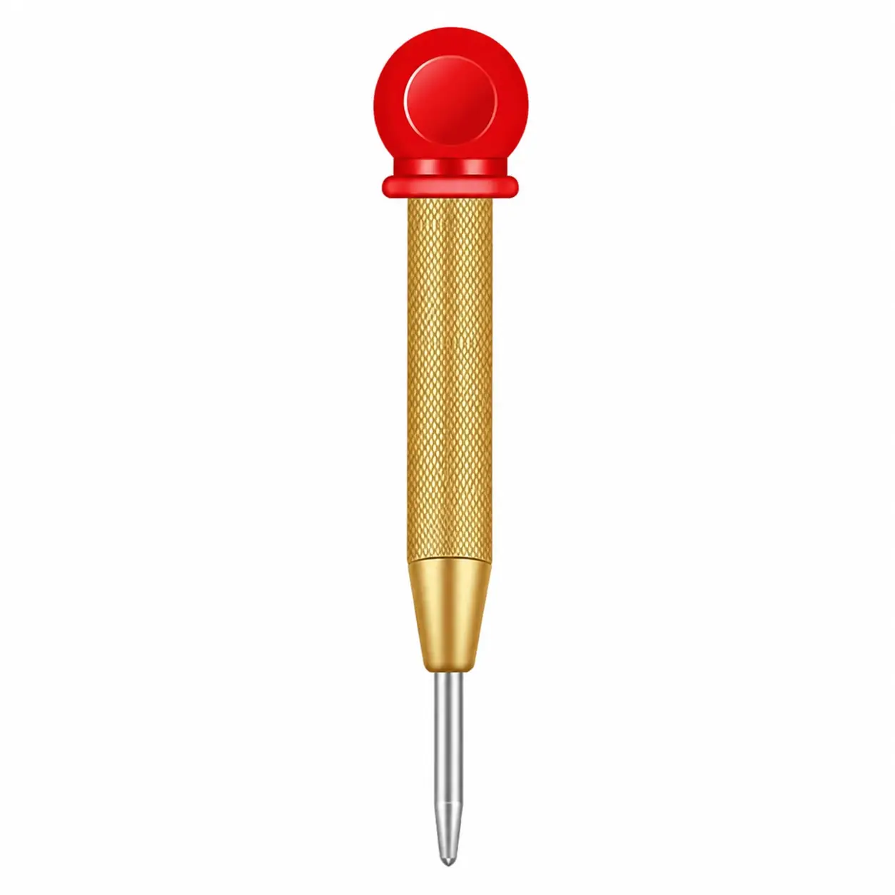 Precision Center Punch with Protective Cap for Accurate Metal and Wood Marking — Ergonomic Handheld Tool with Spring-Loaded Tip, Ideal for DIY, Machining, Carpentry, and Workshop Layout Tasks