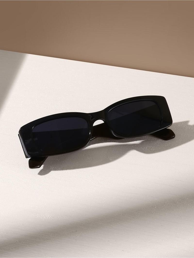 Unisex Vintage Rectangle Frame Sunglasses, Trendy Casual Full Rim Sunglasses for Everyday Use, Fashion Accessories for Outdoor Activities