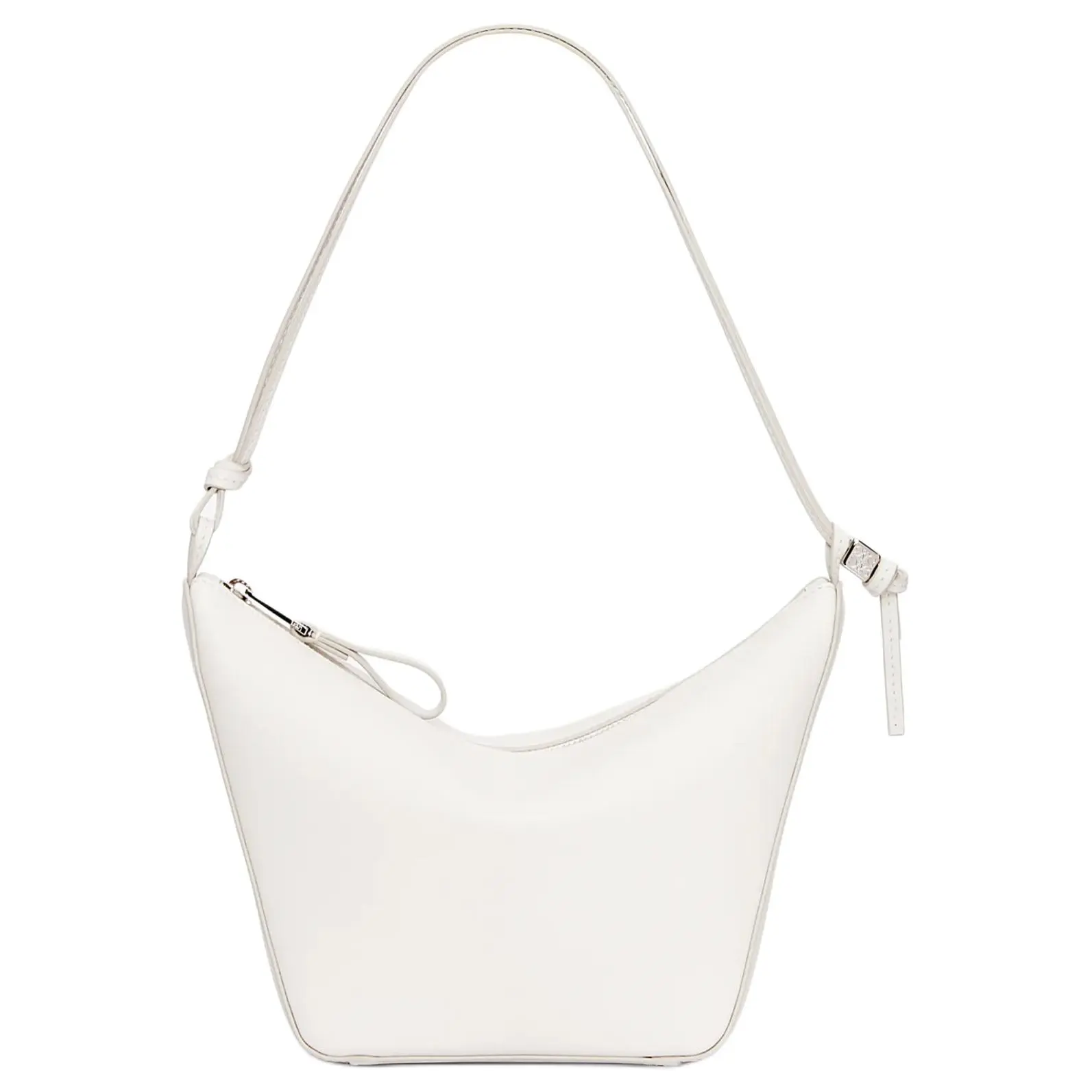 Loewe Hammock Hobo Bag – Embossed Logo Zip Closure, Mini Leather Handbag for Women, White