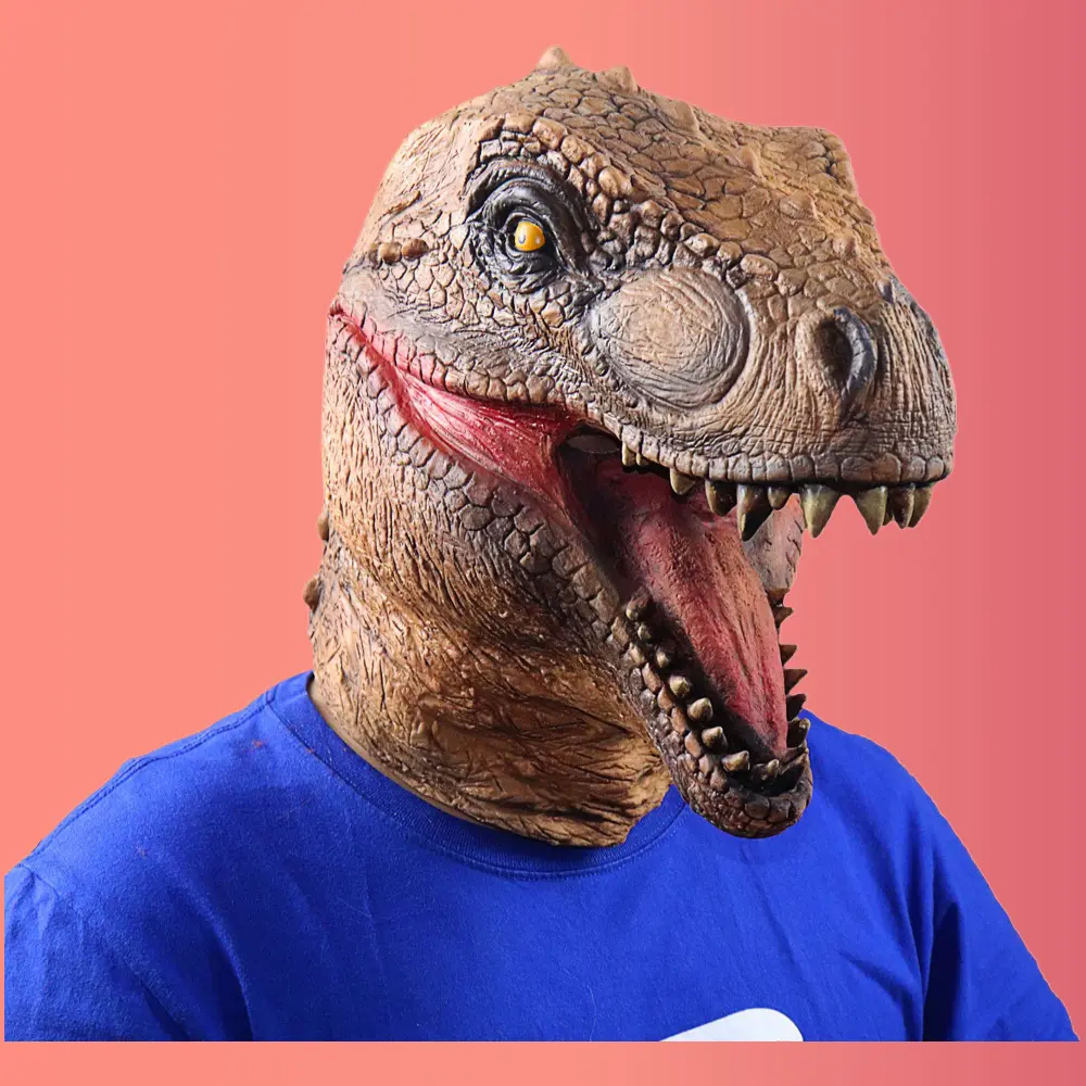 Realistic T-Rex Latex Mask, Scary Dinosaur Head Costume Accessory for Adults, Comfortable Fit for Halloween & Cosplay, Accessories