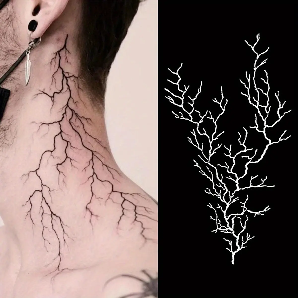1 Sheet Hand Back Lightning Waterproof and Long-lasting Temporary Tattoo