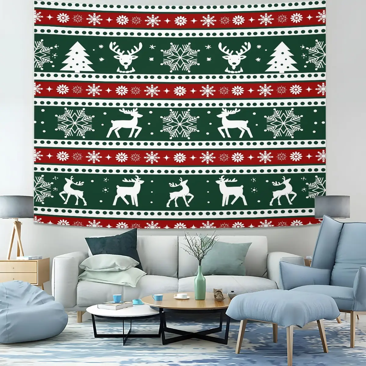 Christmas Themed Single-Sided Printed Pattern Tapestry, Lightweight Wall Decoration Cloth, Suitable For Bedroom, Apartment, Party Decoration, Suitable As Decoration And Gift