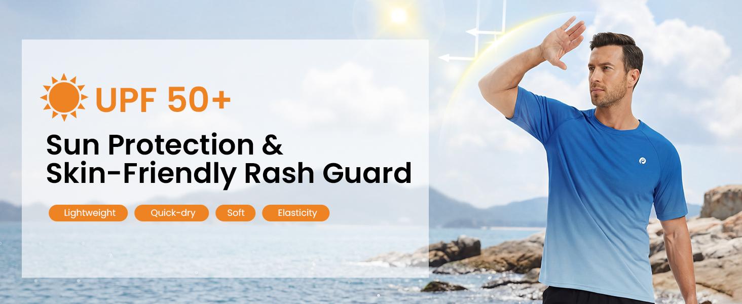 Workout Shirts for Men UPF 50+ Quick Dry Athletic Gym Tee Shirts Mens Short Sleeve Running Cooling Swimming T-Shirt