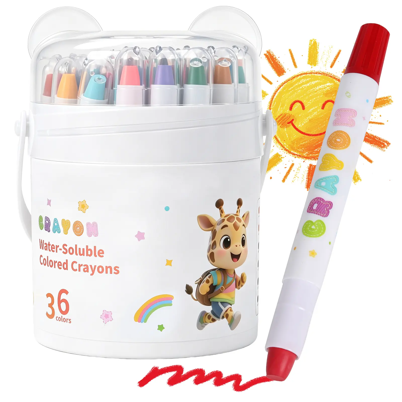 Unisex Water-Soluble Twistable Crayons Set with Portable Storage Bucket, Blendable Texture Art Supplies for 6+ Art Lovers, Back to School Haul, Office Use, Easy Clean-Up, Low-Odor Formula
