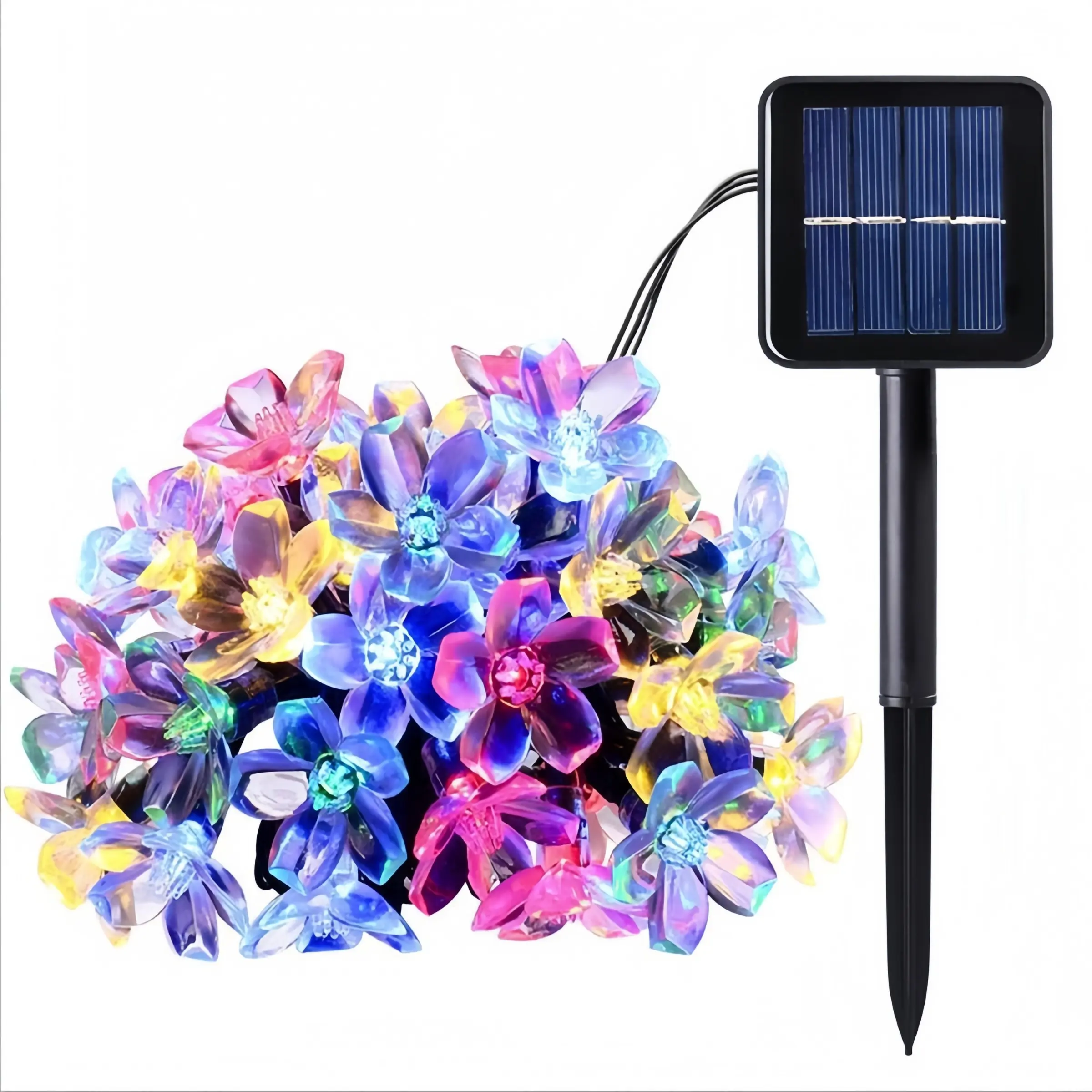 Solar Cherry Blossom String Lights, 8 Modes, Ip65 Waterproof LED Fairy Lights, 7m/50led, Outdoor Decor for Garden, Patio, Fence, Wedding, Party, Garden Decorative Lighting, Patio Hanging Lights
