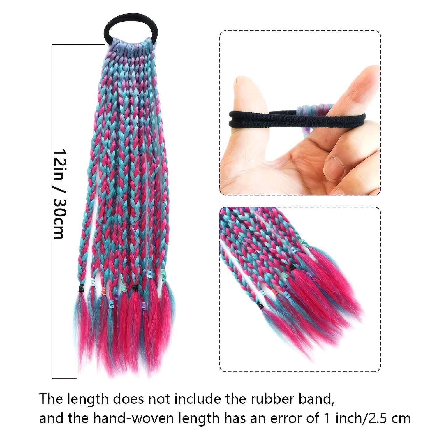 1 piece of 12-strand wig braid with colorful ends, multi-colored braids, hair accessory, braided ponytail, fashionable performance-style headwear, ideal for daily wear and as a gift!
