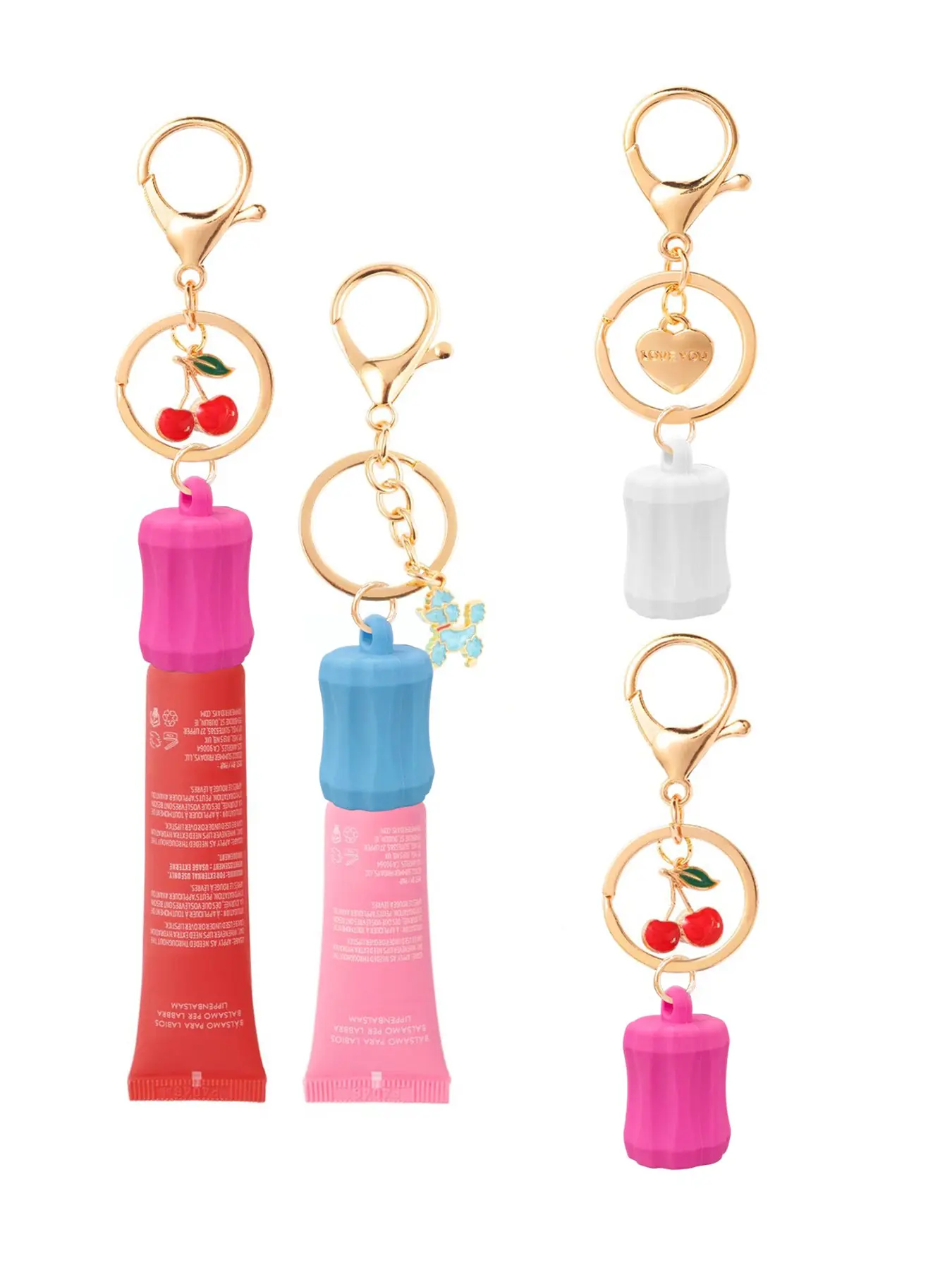 4 Counts Portable Clip-On Lip Balm Keychain Caps, Women's Fashion Accessories, Silicone Replacement Buckles, Trendy Jewelry