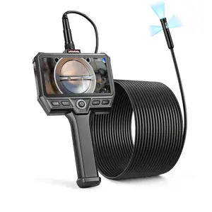 VEVOR Triple Lens Endoscope with 32.8FT Newly Ultra-Rigid Cable, Industrial Borescope with Light, 5" HD IPS Screen, 8 + 2 Lights, 8X Zoom, 5000mAh, IP67 Waterproof Snake Camera for Auto, Plumbing
