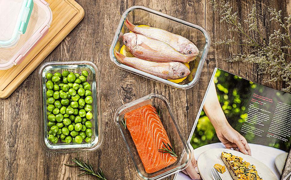 10 Pack Glass Food Storage Containers with Lids, Leakproof Airtight Glass Meal Prep Containers For Lunch, On The Go, Leftover, Dishwasher Safe