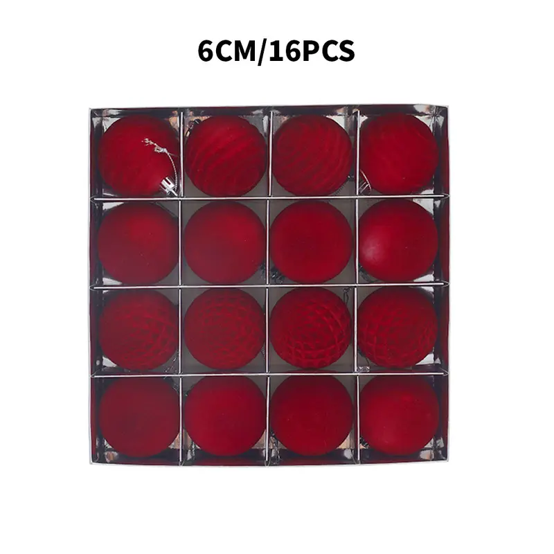 Decorative Flocked Balls Christmas Tree Ornaments for Hotel and Mall Window Displays, Red and White Hanging Balls for Christmas Decoration
