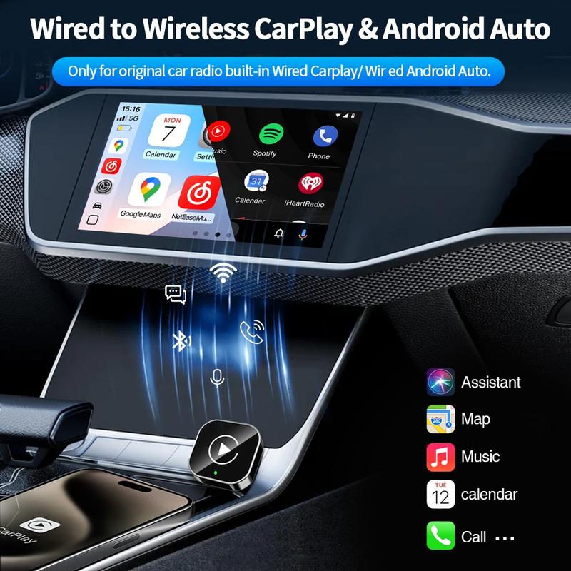 New Wireless Carplay Adapter, Upgrade Wired Carplay/Android Auto to Wireless, Universal Mini USB and Type-C, Plug and Play, Fast Stable Connectioncar accessory, Carplay Dongle Connectivity