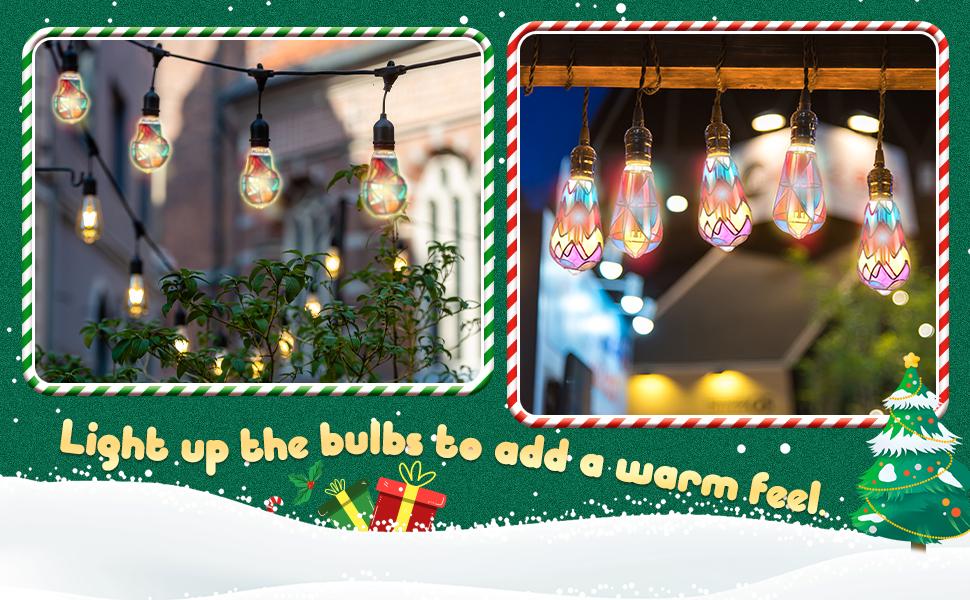 PLL 2 Pcs Stained Glass LED Light Bulb E26 Base Colorful Lightbulb 120V Flickering Lightbulb Bulbs for Christmas Xmas Home Balcony Party Decoration (A60)