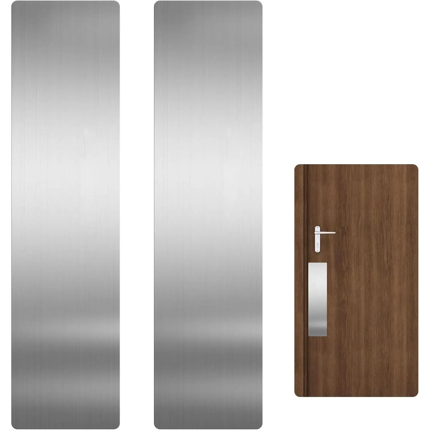 2 Pcs Door Scratch Protection Plate 3" x 12", Stainless Steel Push Plate, Self Adhesive Kickplate for Interior, Exterior Doors (Brushed Nickel)