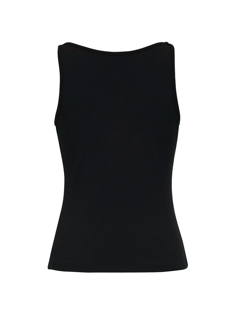 Women's Chain Decor Ribbed Tank Top, Casual Round Neck Sleeveless Top, Ladies Clothes for Daily Wear