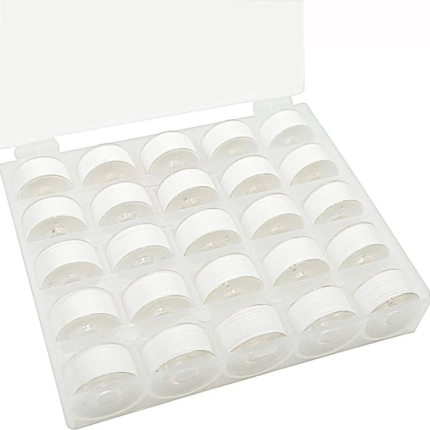 25pcs White 60S/2 (90WT) Prewound Bobbin Thread Plastic Size A SA156 for Embroidery and Sewing Machines DIY Embroidery and Sewing Thread Cottonized Soft Feel Polyester Thread