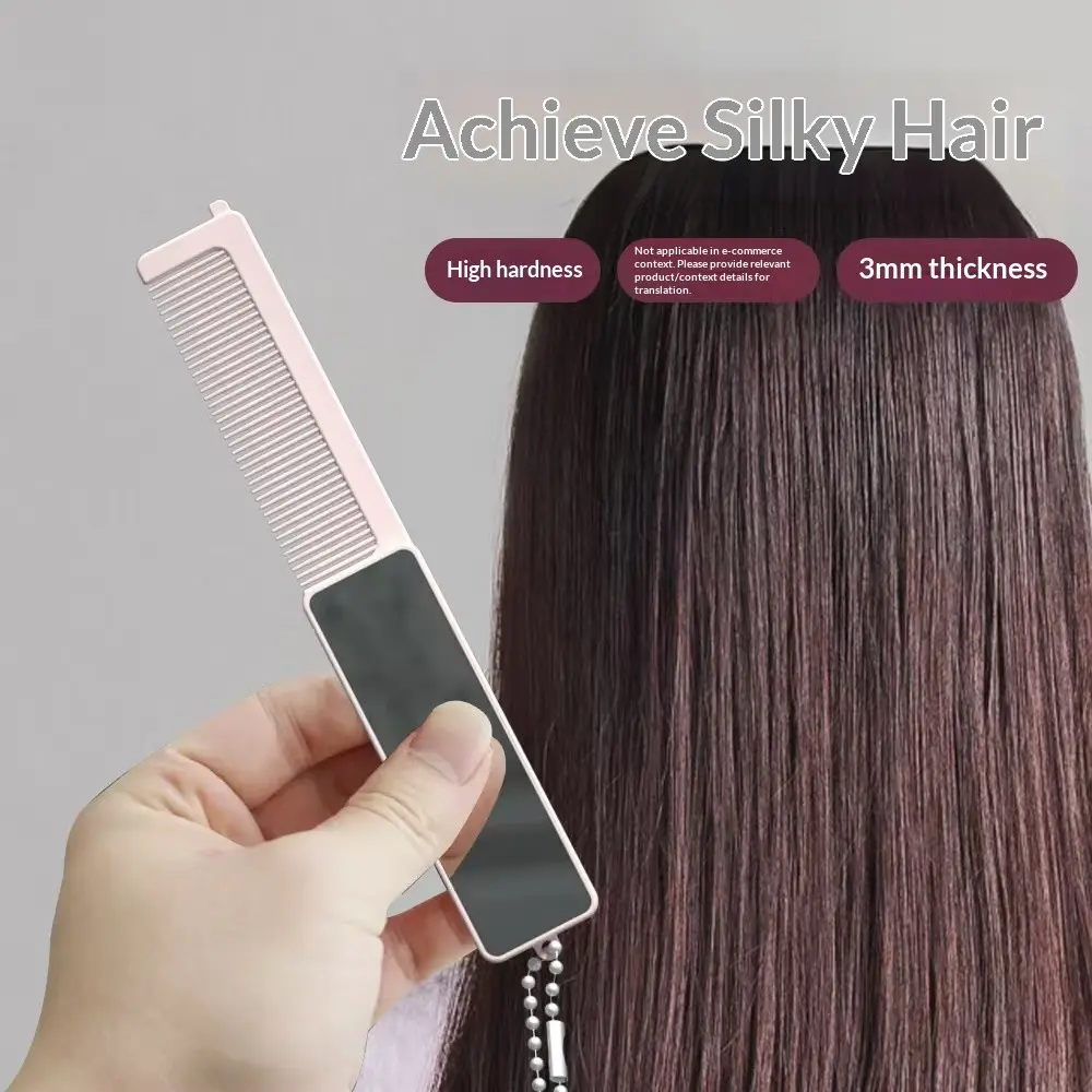 Portable Folding Comb Mirror 2 in 1, Mini Pocket Hair Comb with Clear Mirror, Travel Compact Hair Styling Comb for Women Girls