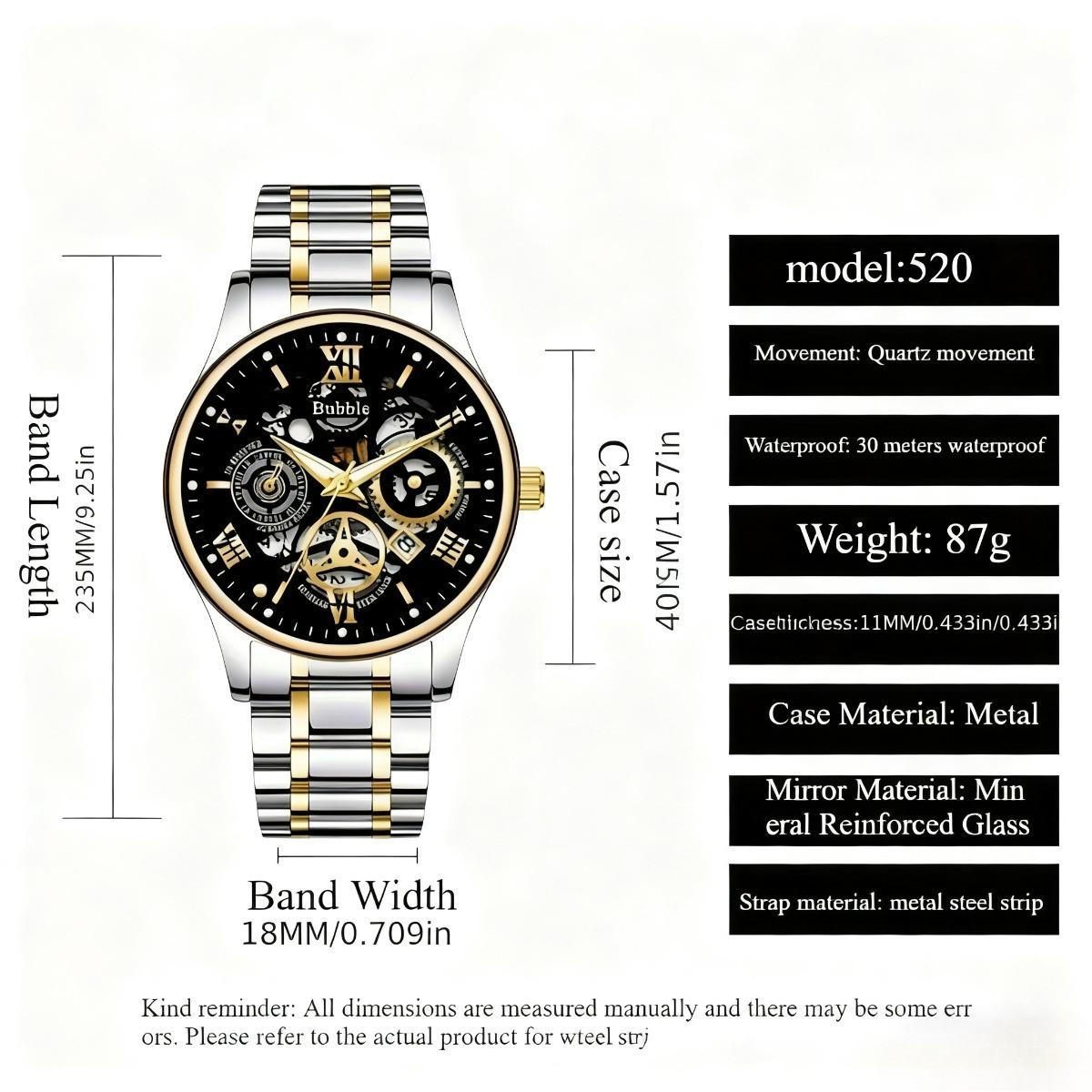 Men's Trendy Casual Quartz Watch - Minimalist Formal Style, Stainless Steel Band Black, Gold, Navy Blue - An Ultra-Cool Fashion Statement and Gift Choice