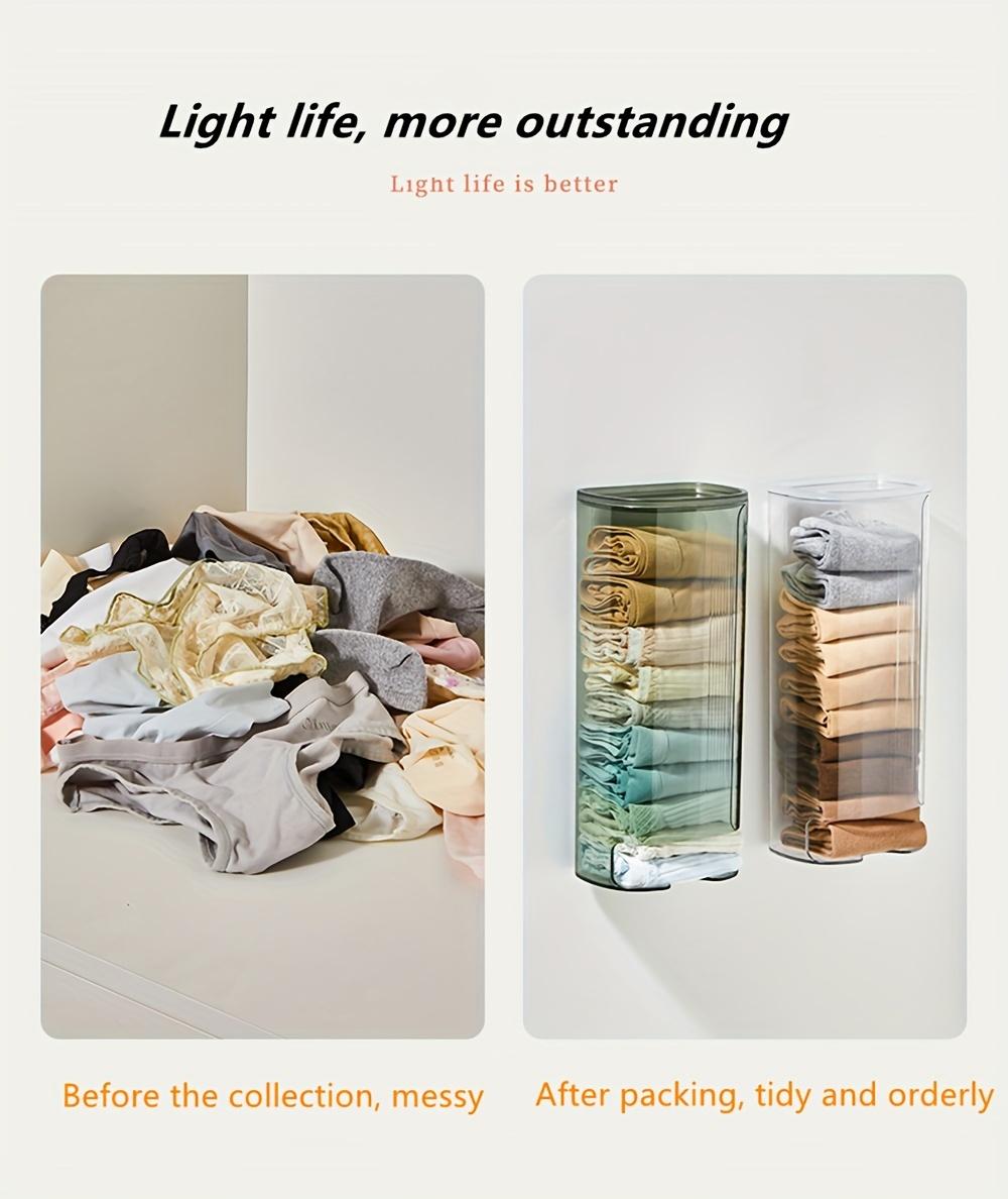 [Transparent Closet Organizer] Transparent Plastic Wall-Mounted Under Cabinet Organizer Clothes Organizer for Bras, Socks & Underwear - Multiple Compartments Hanging Storage Box for Closet Organization, Closet Organizers And Storage, Home Organizers