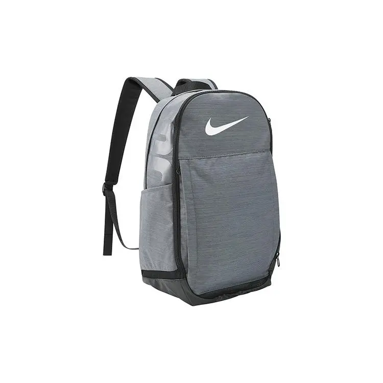 Nike Brasilia Logo Print Training Backpack for Students and Adults, Casual Style, Gray