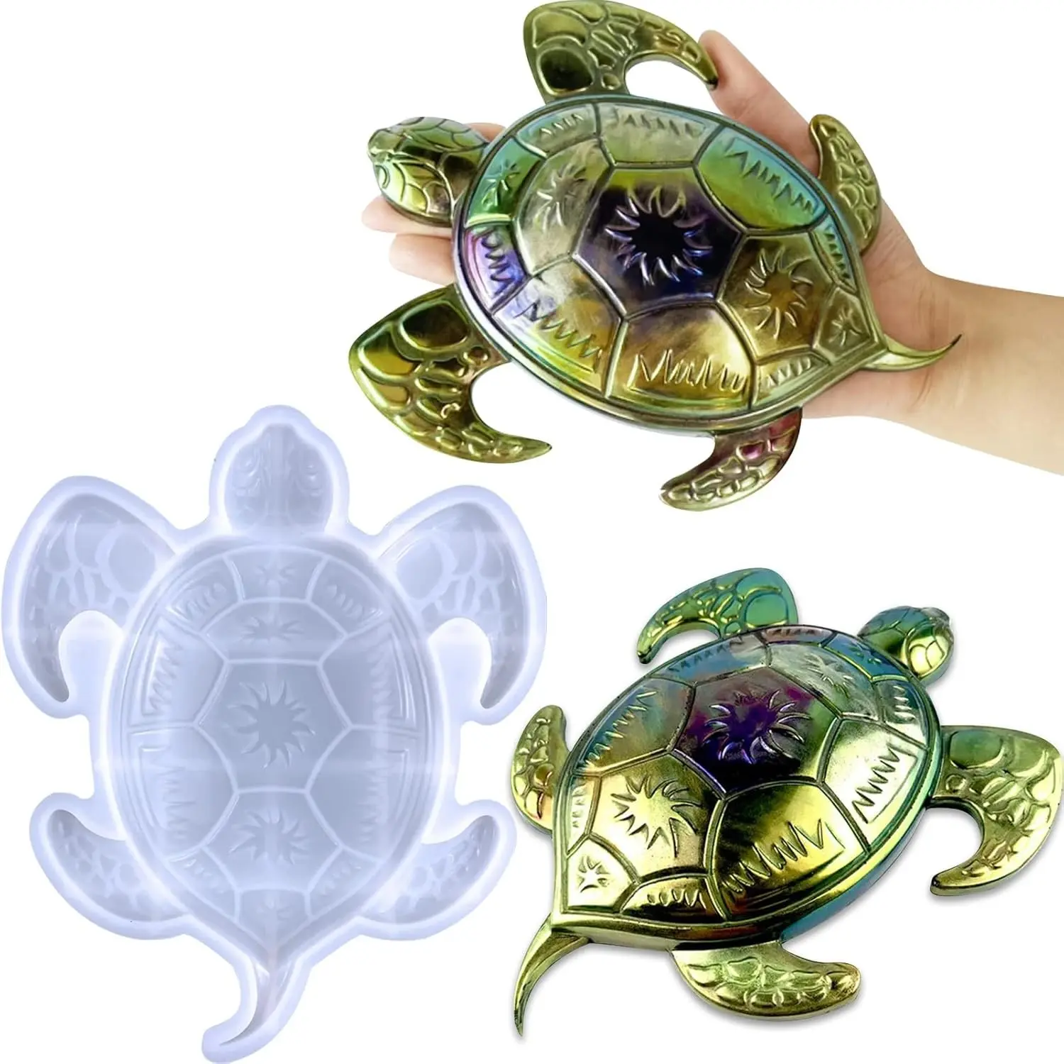 3D Large Animal Sea Turtle Resin Molds, Cute Turtle Silicone Mold, Easy to Clean and Demould Epoxy Resin Mold, for Resin Casting, Wall Hanging, Clay, Plaster, Home Decoration, Holiday Gifts
