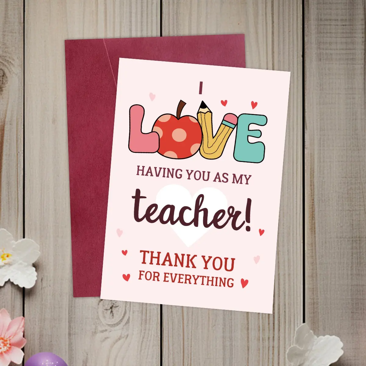 1sheets Teacher Appreciation Card, End of Term Thank You Gift, Honored ...