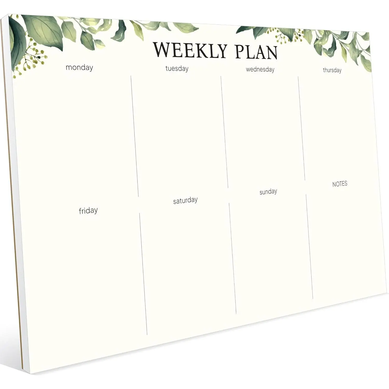 Weekly Planner Notepad, Undated  Off Weekly  Notepad, 11.5" x 8", Eucalyptus Design  Cream Base,  Thick Paper and Cardboard  Support, Desk Planner for Work, Office and .