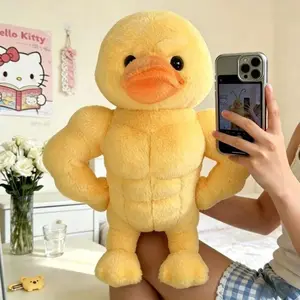 New Kawaii Muscle Duck Plush Toy Cute Fluffy Duck Plushie Throw Pillow Desktop Decor Christmas Halloween Gift for Woman Men