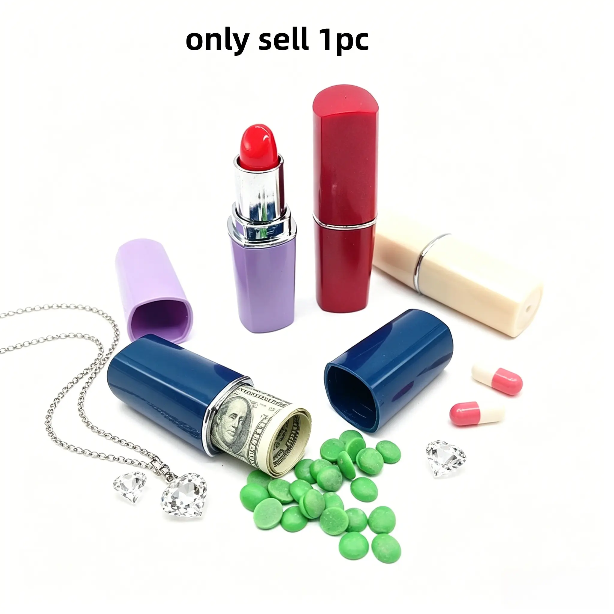 Fun Lipstick Storage Box, Safe Portable Mini Money Holder, Jewelry Ring Necklace Case, Coin Bank, Compact Organizer for Small Items, Coin Cash Container, Plastic Storage Containers