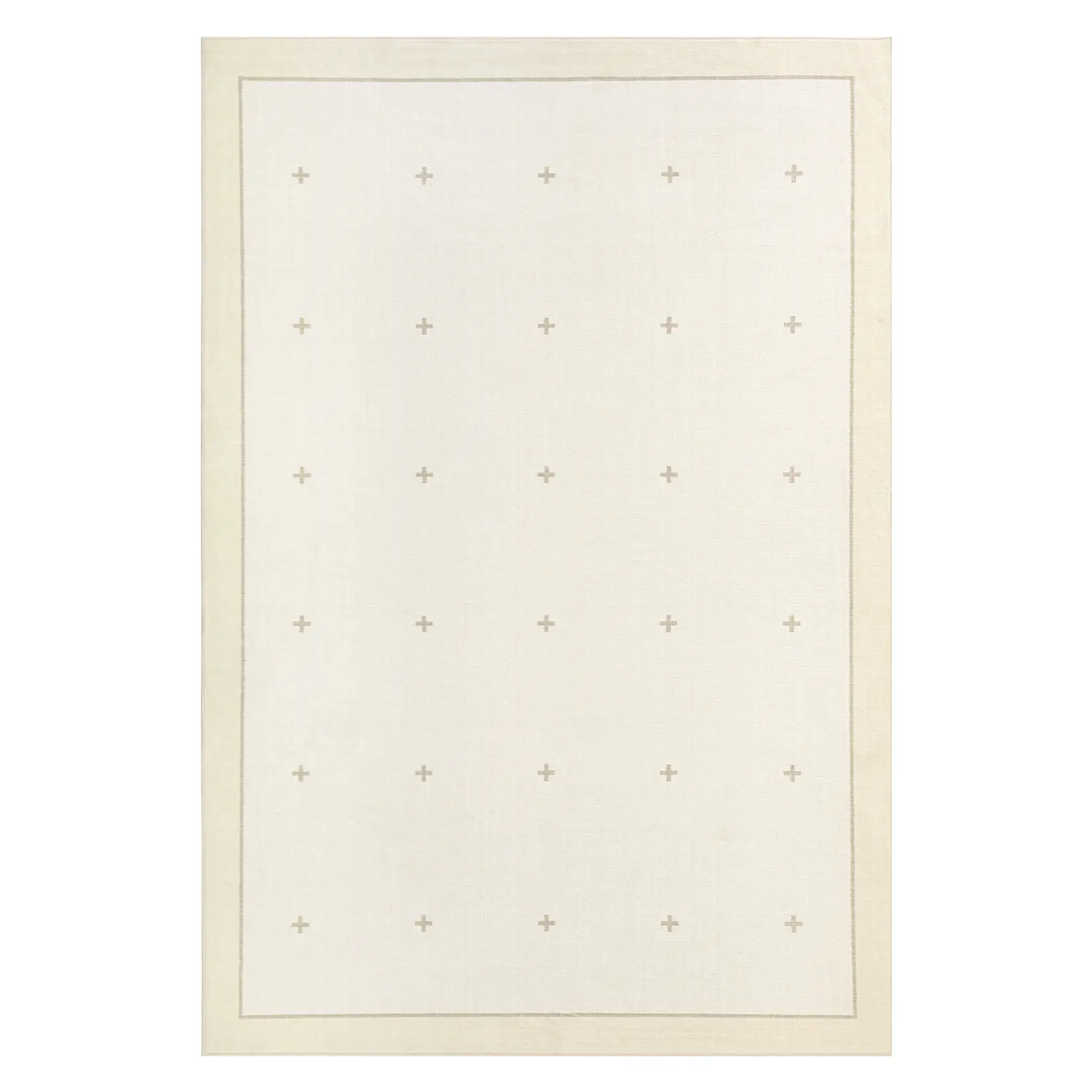 8x10 Washable Area Rug, Elegant Star Pattern Faux Wool Carpet with TRR Non Slip Backing for Living Room Bedroom Dining Room, Beige