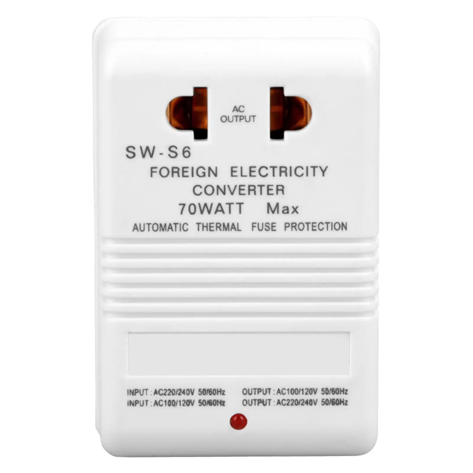 70W Compact Rectangular Single Unit Step-Up/Step-Down Voltage Converter Transformer, ABS Construction, 110V 55-60Hz Dual Channels, CN Standard Plug, 314g, 7.5x5cm, Ideal for Traveling & Indoor Use