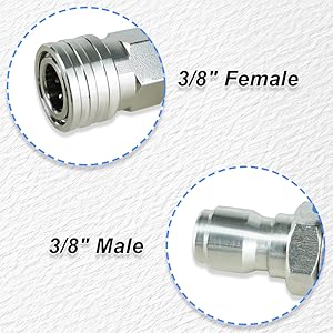 High Pressure Washer Ball Valve Kit 3/8 NPT Quick Connector 4500 PSI for Washer Hose