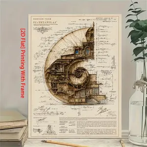 1 piece, framed, 30.48X 40.64cm, Fibonacci Sequence Formula Math Patent Poster: Inspires math learners with beautiful educational art, perfect for classroom wall decoration, wall art-821Fon47285