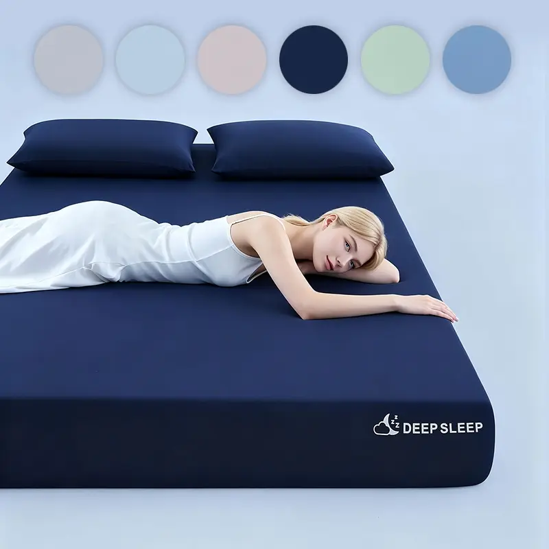 Secure Fit Summer Cooling Fitted Sheet Set, 360° Elastic No Shift, Lightweight Breathable Fabric, Silky Smooth Bed Linen for All Mattress Types