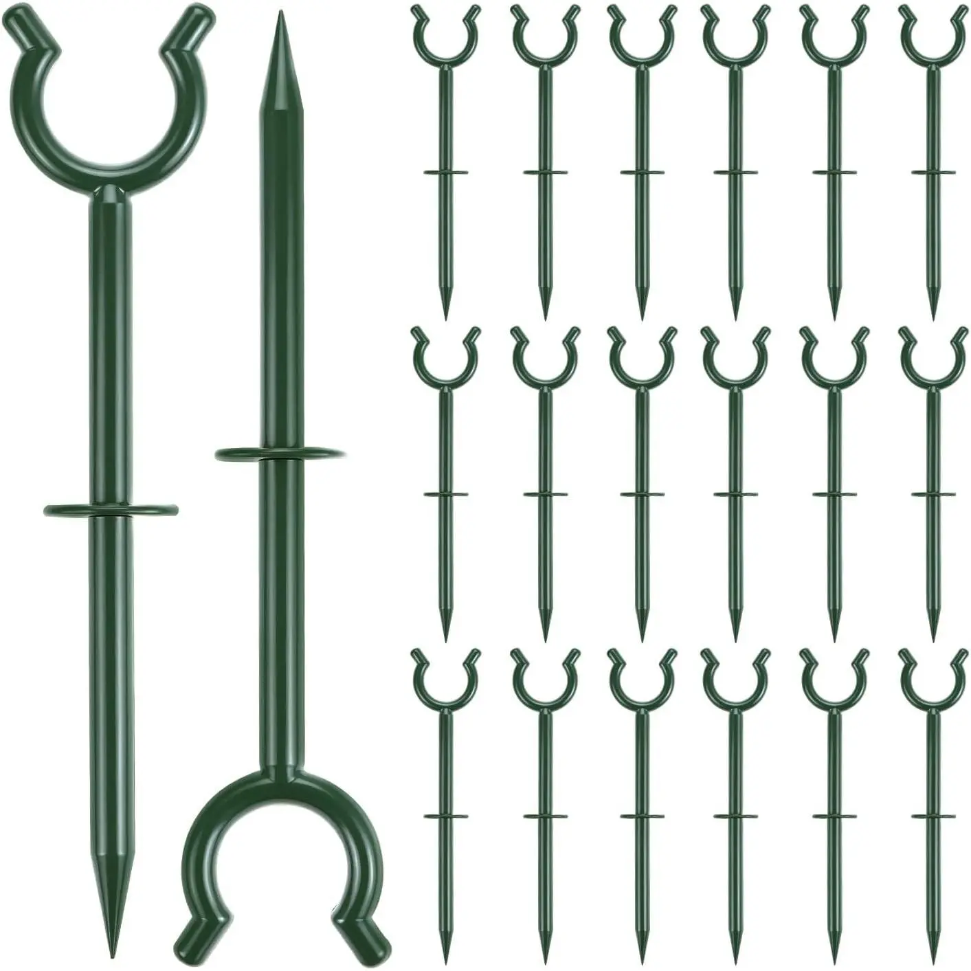 3/4" Garden Hose Holder Brackets - 20 count Plastic Outdoor Hose Guide Stakes Support Spike Tool