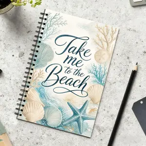 Beach Notebook, Coastal Seashell Starfish Spiral Journal, A5 Ruled 100-Page, Summer Gift for Beach Lovers, Women, Teens