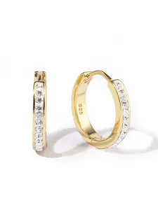 Small Ring Design Earrings with Dense Setting, 15mm Universal Size, Artificial Crystal, Lightweight and Eye-Catching, All-Day Wear