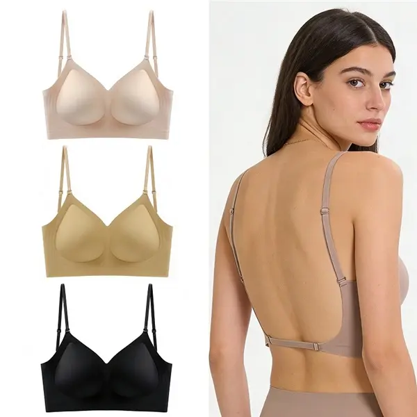 Seamless Backless Bra for Women, Thin U-Shaped Spaghetti Strap Convertible Bralette, Soft Comfortable Multiway Underwire Free Bra for Backless Dresses fashion everyday