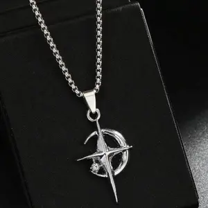 SleekHush Unisex Stainless Steel Bead Clavicle Chain - Minimalist Luxury Crescent Moon-Star Pendant Mens Jewelry, Sports & Outdoor Protective Gear Accessory, Ideal for Halloween Gifts