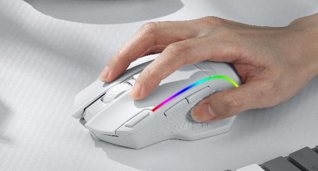 Redragon M991 Wireless Gaming Mouse, 26000 DPI 3-Mode Gamer Mice w/Rapid Fire Key, 9 Macro Buttons, Powerful Capacity and RGB Backlight for PC/Mac/Laptop, White
